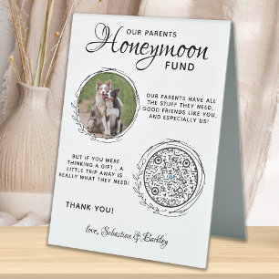 Plaque De Table Pet Wedding Dog Photo Cash Honeymoon Fund QR Code