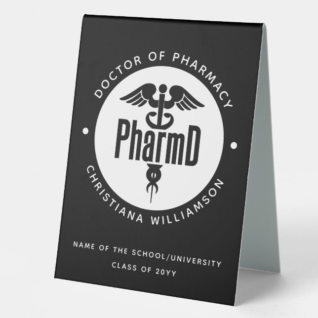 Plaque De Table PharmD Docteur en pharmacie Pharmacy Graduation Ph (Recto)