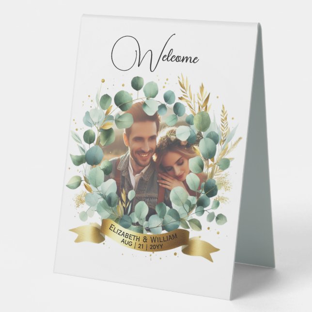 Plaque De Table PHOTO Cadeau Mariage Nouveaux mariés Anniversaire  (Recto)