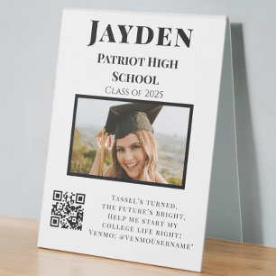 Plaque De Table Photo College Fund QR Code Graduation Party Catchy