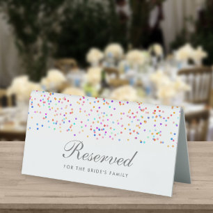 Plaque De Table Photo de mariage avec confettis arc-en-ciel réserv