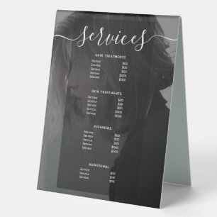 Plaque De Table Photo moderne Salon simple Service Menu Prix