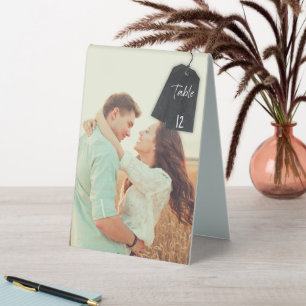 Plaque De Table Photo personnalisée, Étiquette noire Numéro de la