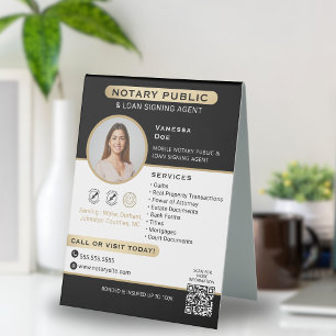 Plaque De Table Photographie noir noir élégant Photo QR Code Marke