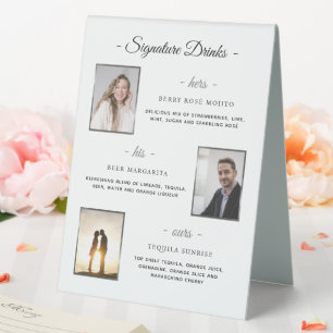 Plaque De Table Photos de Mariage d'argent avec signature personna