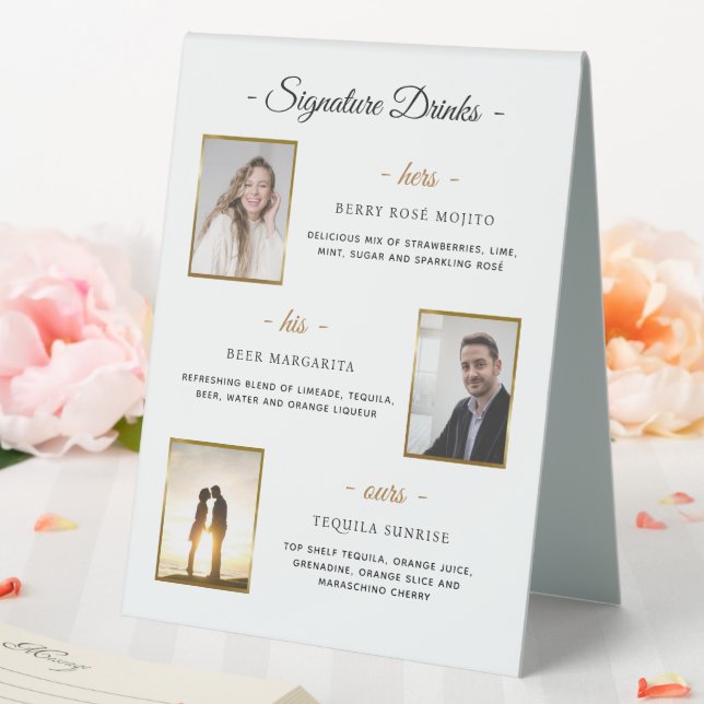 Plaque De Table Photos de Mariage d'or de signature personnalisée (In SItu (Mariage))