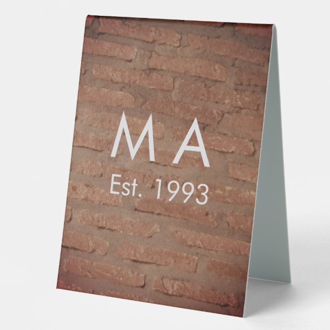 Plaque De Table pierre de brique rustique Brown ajouter le nom let (Recto)