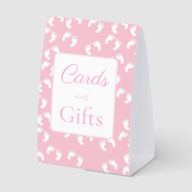 Plaque De Table Pink Baby Footprints Baby Shower (Recto)