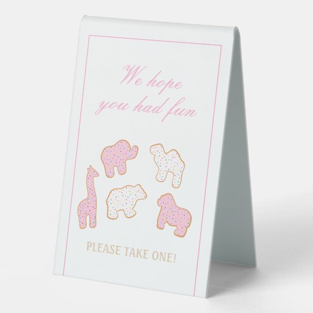 Plaque De Table Pink Frosted animal Cookie faire la fête en faveur (Verso)