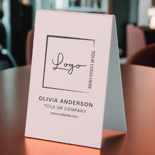 Plaque De Table Pink Minimaliste Business Logo Professionnel Moder