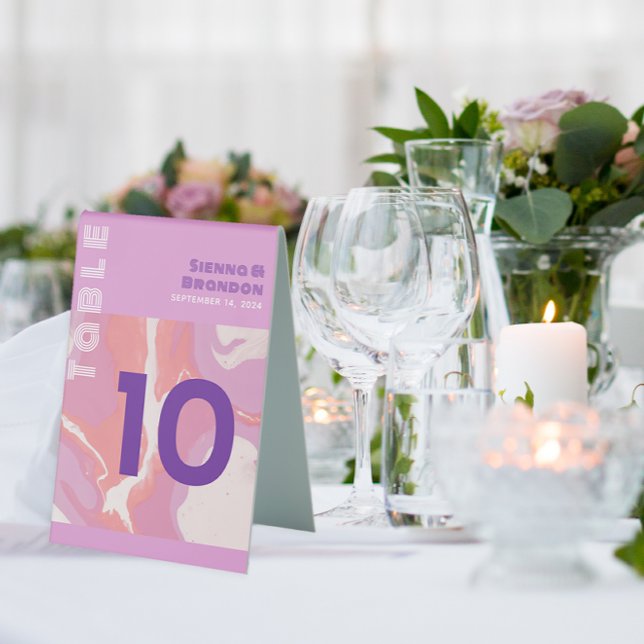 Plaque De Table Pink Pastel Abstrait Art Mariage Panneau de la ten (Créateur téléchargé)