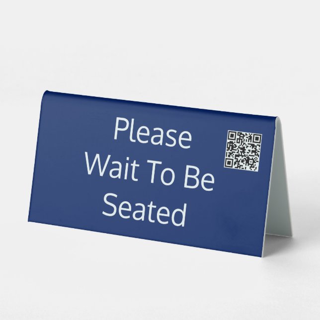 Plaque De Table Please Wait To Be Seated QR Code Sapphire Blue (Recto)