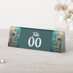 Plaque De Table Plume plume Peacock luxe marbré noir turquoise