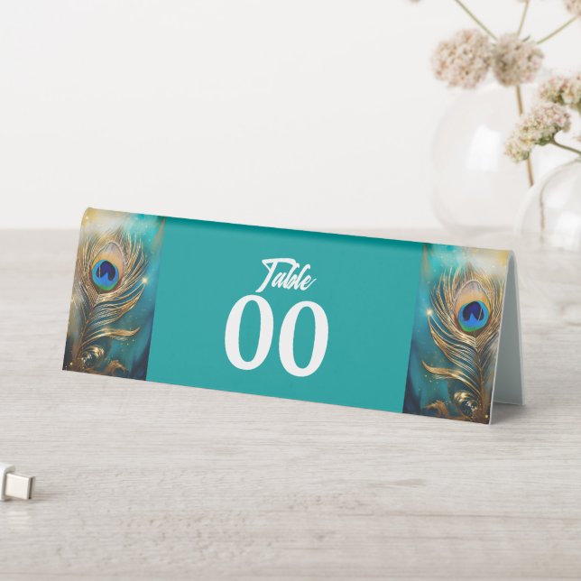 Plaque De Table Plume plumes Peacock luxe marbré vert turquoise (En SItu (Tableau))