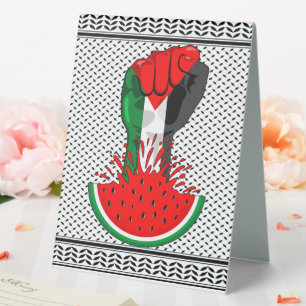 Plaque De Table Poing de résistance palestinienne sur le symbole d