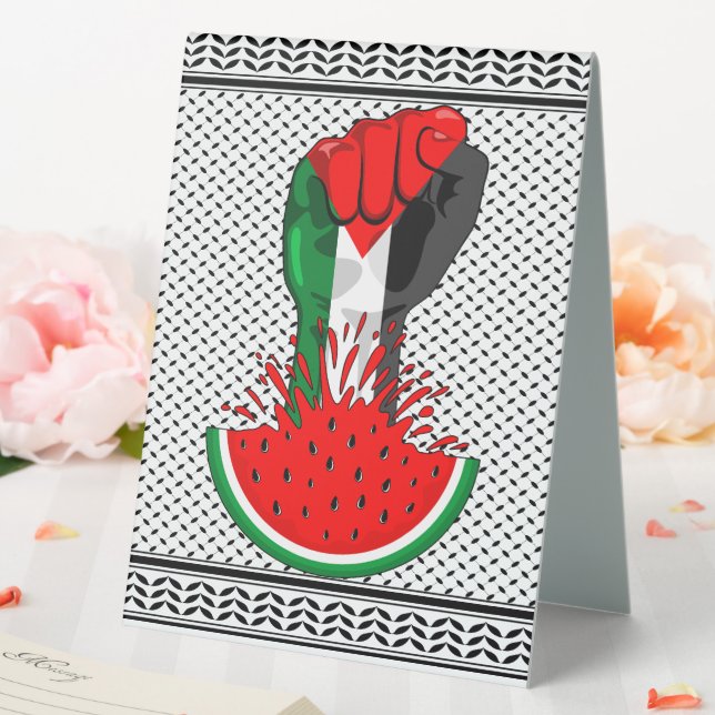 Plaque De Table Poing de résistance palestinienne sur le symbole d (In SItu (Mariage))