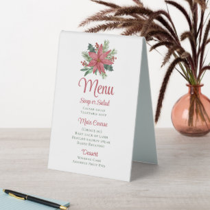 Plaque De Table Poinsettia Rouge Noël Floral Mariage Menu