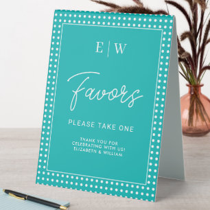 Plaque De Table Points blancs sur sarcelle – Mariage personnalisé
