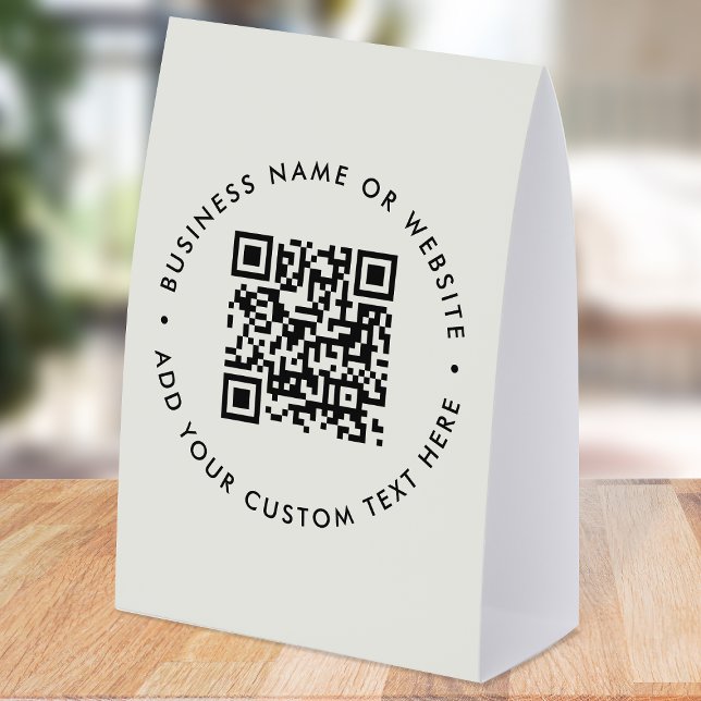 Plaque De Table Porte-document de table en papier avec QR Code | P (Interactive editable QR code tabletop signs to promote your business, products or services.)