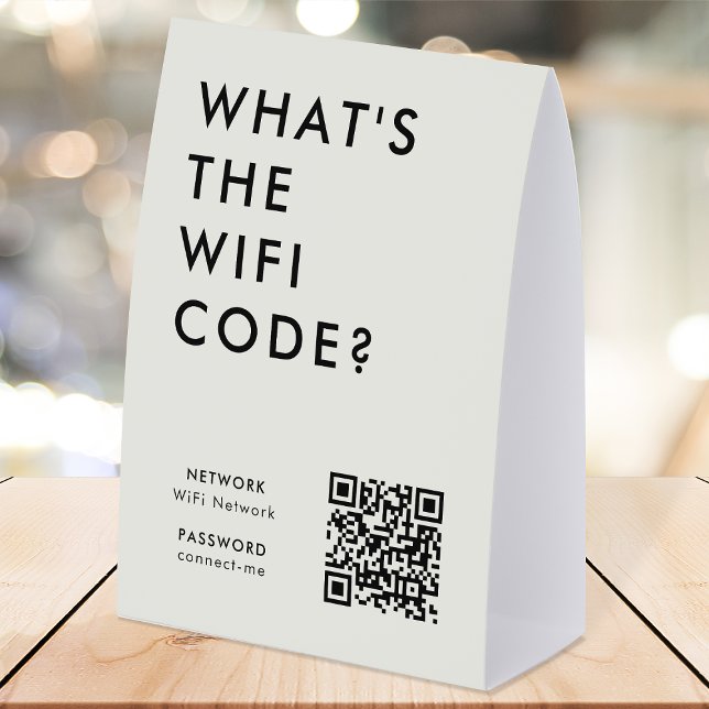 Plaque De Table Porte-nom de code WiFi | Panneau de réseau QR sur  (What's the WiFi Code? paper table tent signs with QR code to connect seamlessly to your Wi-Fi)