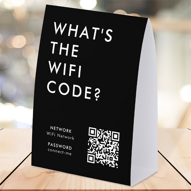 Plaque De Table Porte-nom de code WiFi | Panneau de réseau QR sur  (What's the WiFi Code? paper table tent signs with QR code to connect seamlessly to your Wi-Fi)