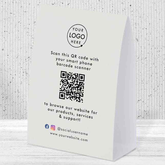 Plaque De Table Porte-nom de table commercial | Panneau d'affichag (This versatile sign can easily be updated with your company logo, QR code, social media & website!)