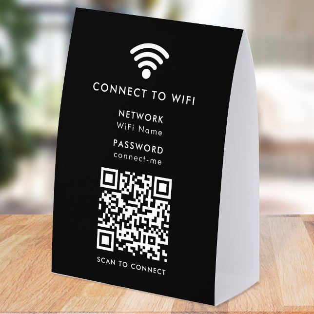 Plaque De Table Porte-nom de table de réseau WiFi | Panneau de tab (Wi-Fi paper table tent signs with interactive QR code, connecting visitors seamlessly to your WiFi)