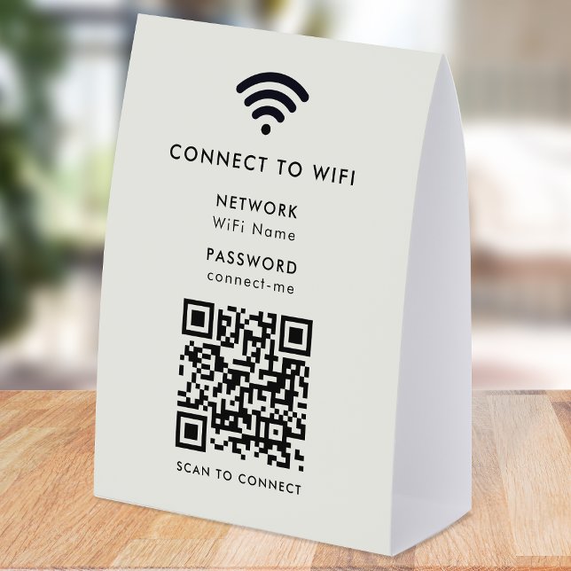 Plaque De Table Porte-nom de table de réseau WiFi | Panneau de tab (Wi-Fi paper table tent signs with interactive QR code, connecting customers seamlessly to your WiFi)