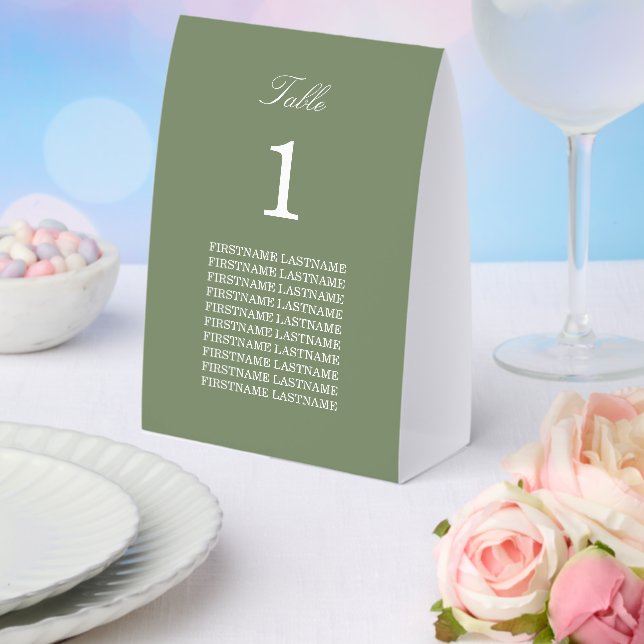 Plaque De Table Porte-noms de table en papier vert sauge (Insitu (mariage))