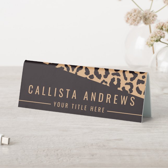 Plaque De Table Poster de animal Leopard d'or noir moderne (En SItu (Tableau))