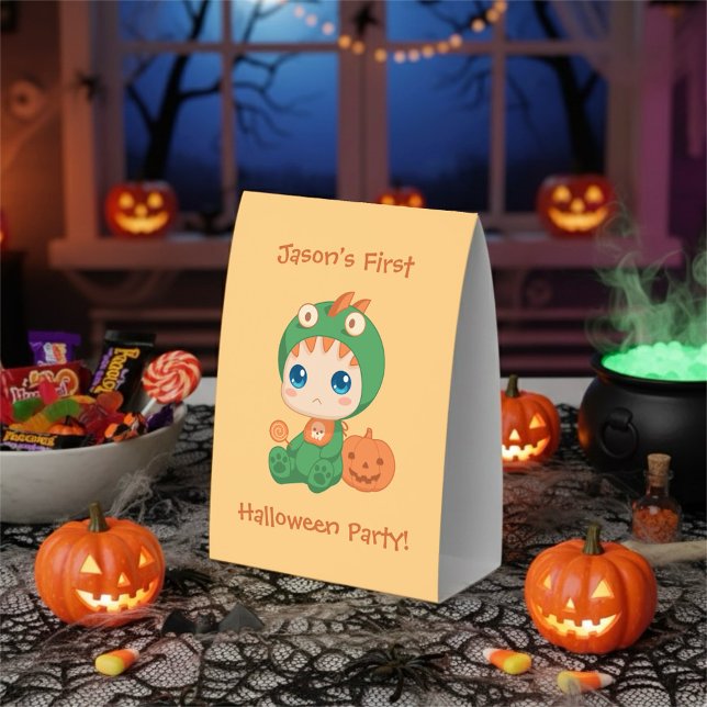 Plaque De Table Première fête de Halloween de bébé dragon (Créateur téléchargé)