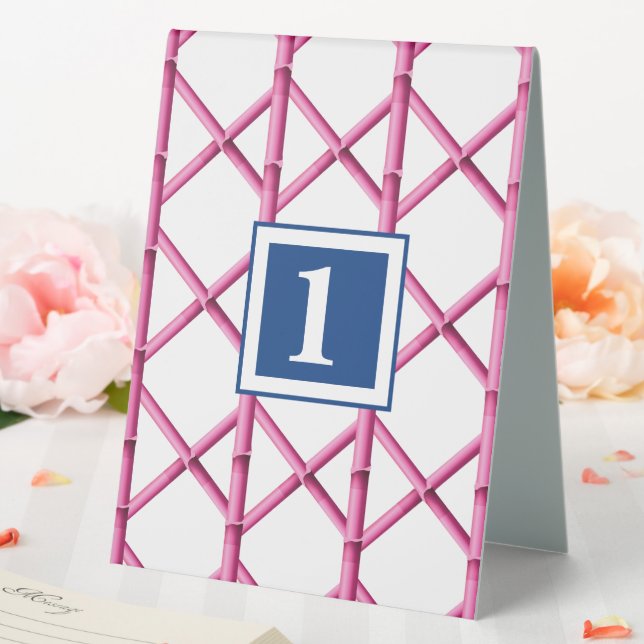 Plaque De Table Préparatifs Rose Trame Bambou Motif Monogramme (In SItu (Mariage))