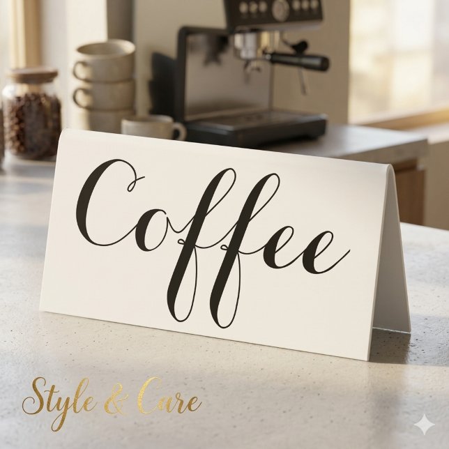 Plaque De Table Présentoir de table à café personnalisé avec conce (Personalized Coffee Table Tent Custom Text Design)