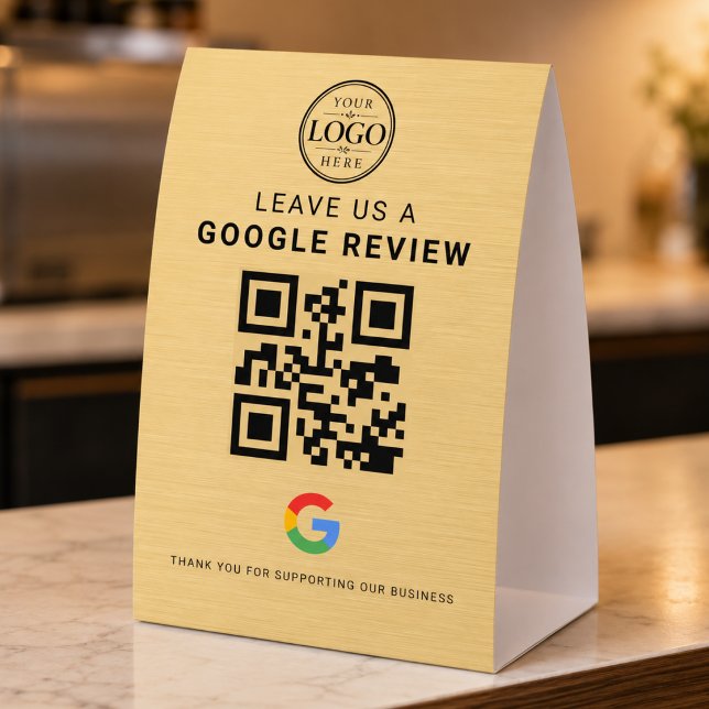 Plaque De Table Présentoir de table Logo Google Review en or (Créateur téléchargé)
