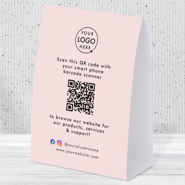 Plaque De Table Présentoir de table pour entreprise | Panneau de t (This versatile sign can easily be updated with your company logo, QR code, social media & website!)