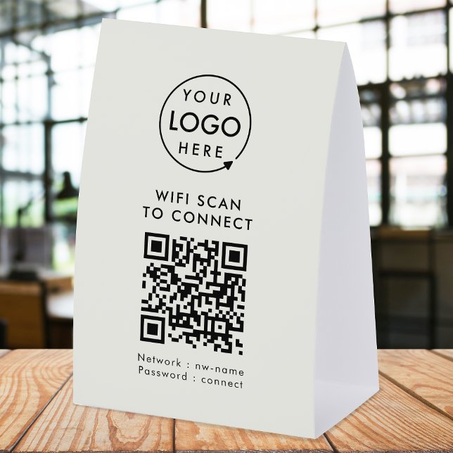 Plaque De Table Présentoir de table WiFi | Panneau de table QR de  (Company branded WiFi paper table tent signs with QR code, connecting users seamlessly to your Wi-Fi.)