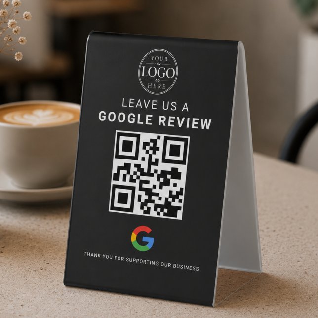 Plaque De Table Présentoir QR Google Review Noir (Créateur téléchargé)