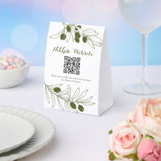 Plaque De Table Programme code QR des branches de olivier