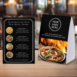Plaque De Table Promo personnalisée pour restaurant Noir