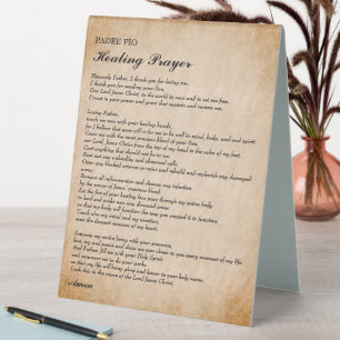 Plaque De Table Puissante prière de guérison par Padre Pio Tableto