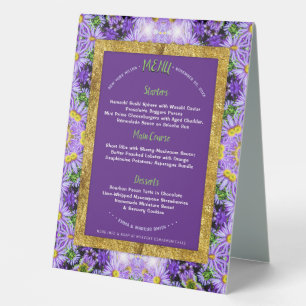 Plaque De Table Purple Flowers Nature Geometry Menu spécial de l'é