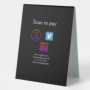 Plaque De Table Q R code venmo scanner pour payer ajouter le logo
