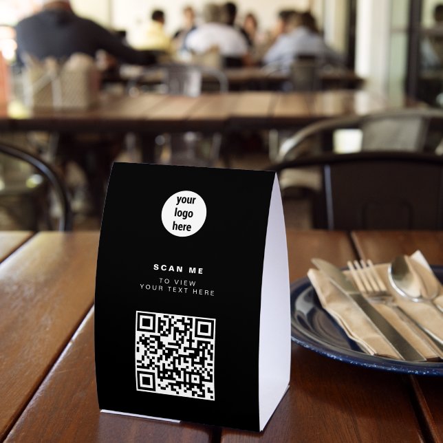 Plaque De Table QR Code Business Logo Black Minimalist Business  (Insitu (restaurant))