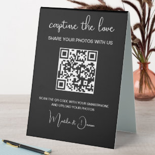 Plaque De Table QR Code Capturer l'album photo du Mariage d'amour