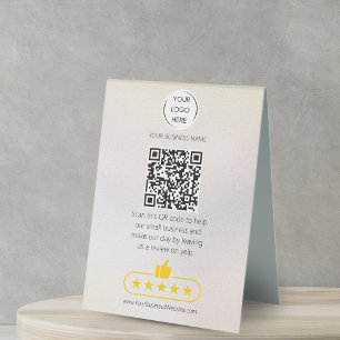 Plaque De Table QR code examen commercial YELP perle