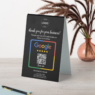 Plaque De Table Qr Code Google Commentaires Logo d'entreprise