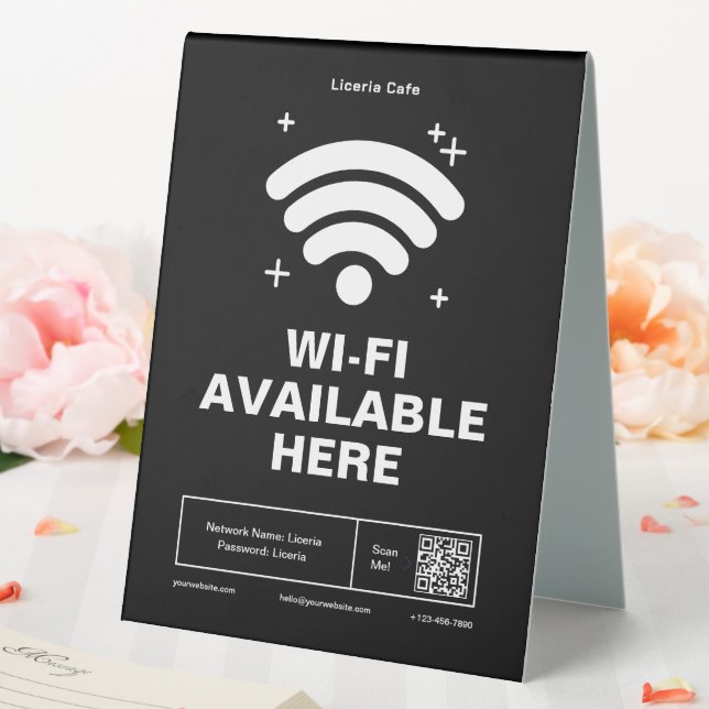 Plaque De Table Qr Code Nom commercial Minimal wifi Détails (In SItu (Mariage))