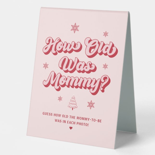 Plaque De Table Quel âge avait maman Noël Baby shower Jeu (Recto)