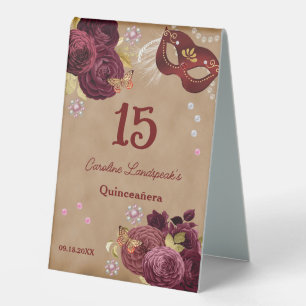 Plaque De Table Quinceañera Mascarade, Roses anglaises de Bourgogn