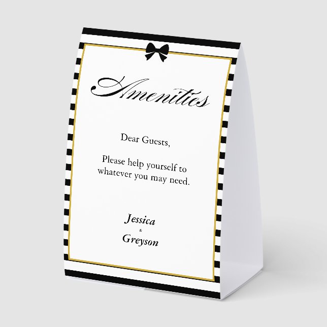 Plaque De Table Rayures noires et blanches Accessoires de mariage  (Recto)